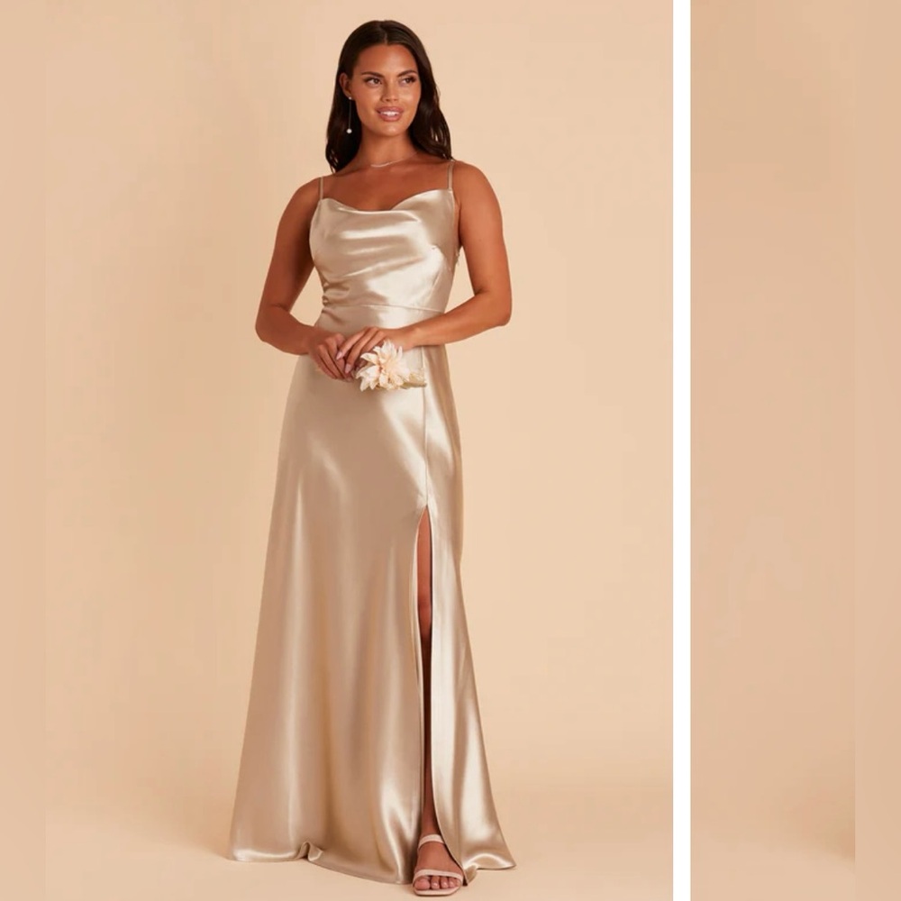 Birdy Grey Lisa Long Dress
Shiny Satin Neutral Champagne size Small